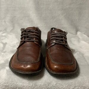 Born Men's Brown Leather Moc Toe Derby Shoes US 11 Handcrafted